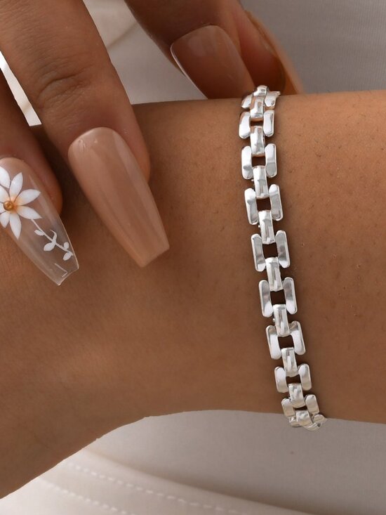 Chelsea Rose Collections Jewelry - Classic Link -White Gold Plated Bracelet